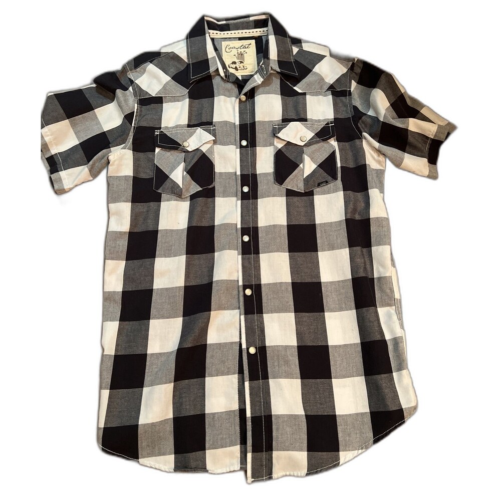 Coastal Clothing Men's Refinery Button Front Plaid Black&White